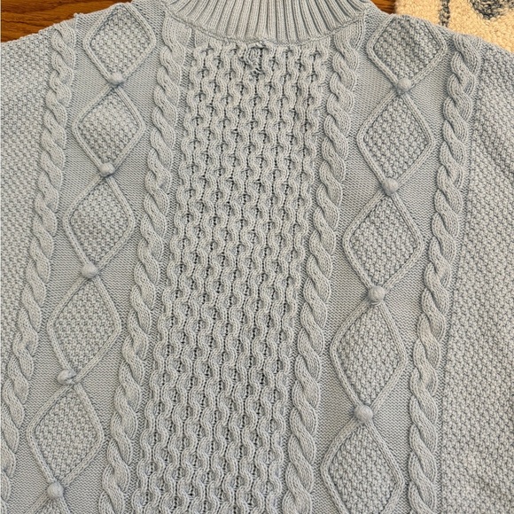J.Crew Swingy Cable-knit Mockneck Sweater Light Blue Size Medium - Picture 5 of 15